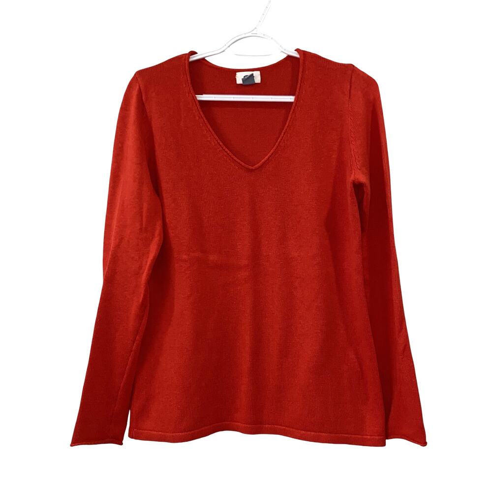 Old Navy Women's Red V-Neck Knit Sweater Long Sleeve Top Medium